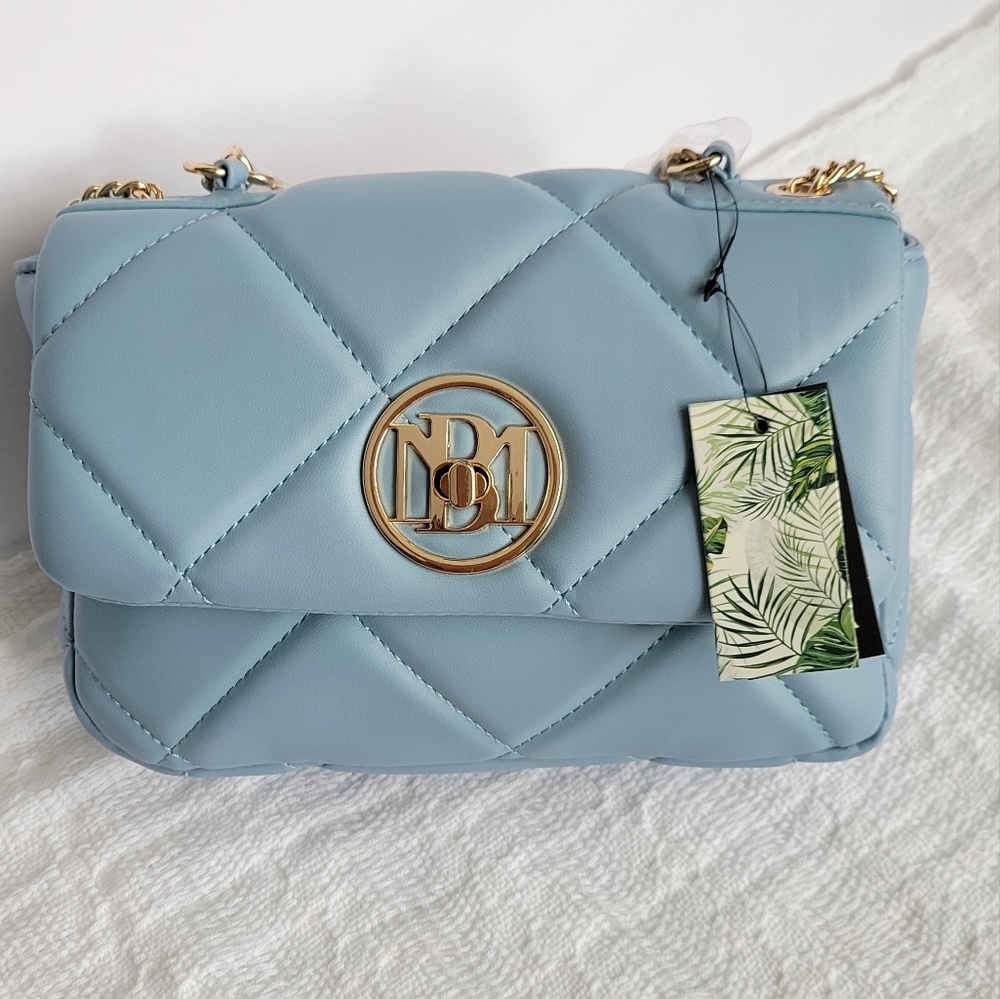 Badgley Mischka Spring Blue Vegan Leather Small Quilted bag